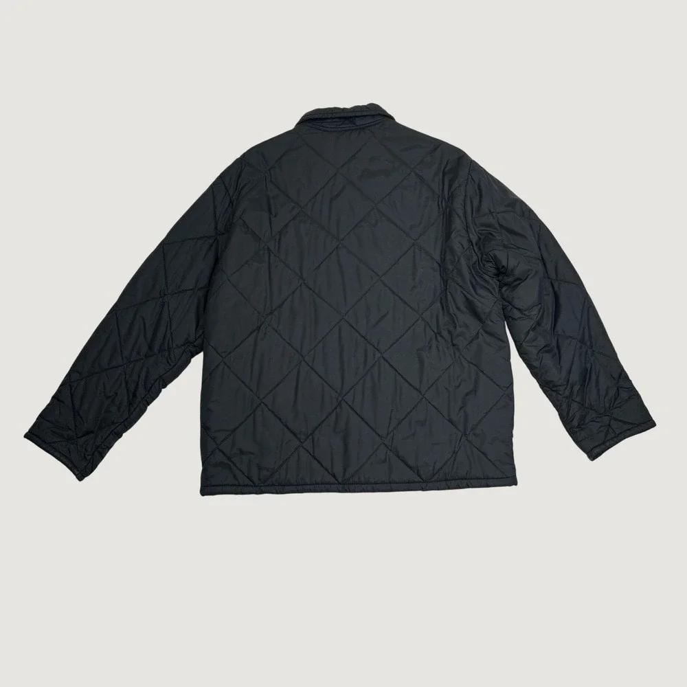 Vintage Don-Jac Quilted Jacket Mens L Black Zip Up Diamond Pattern Workwear